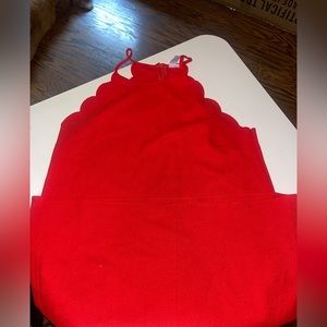 Red scalloped tank top